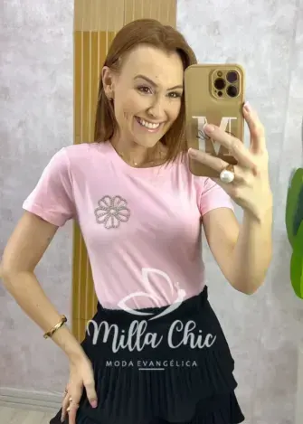Blusa Sol Em Malha - Rosa - Milla Chic