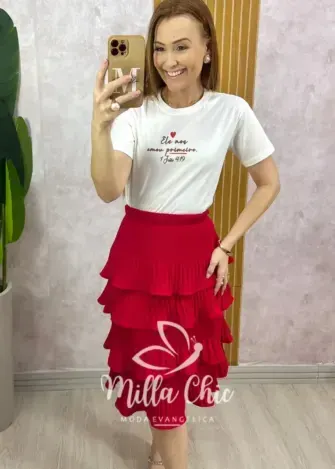 T-shirt Ele Nos Amou Primeiro - Branca - Milla Chic