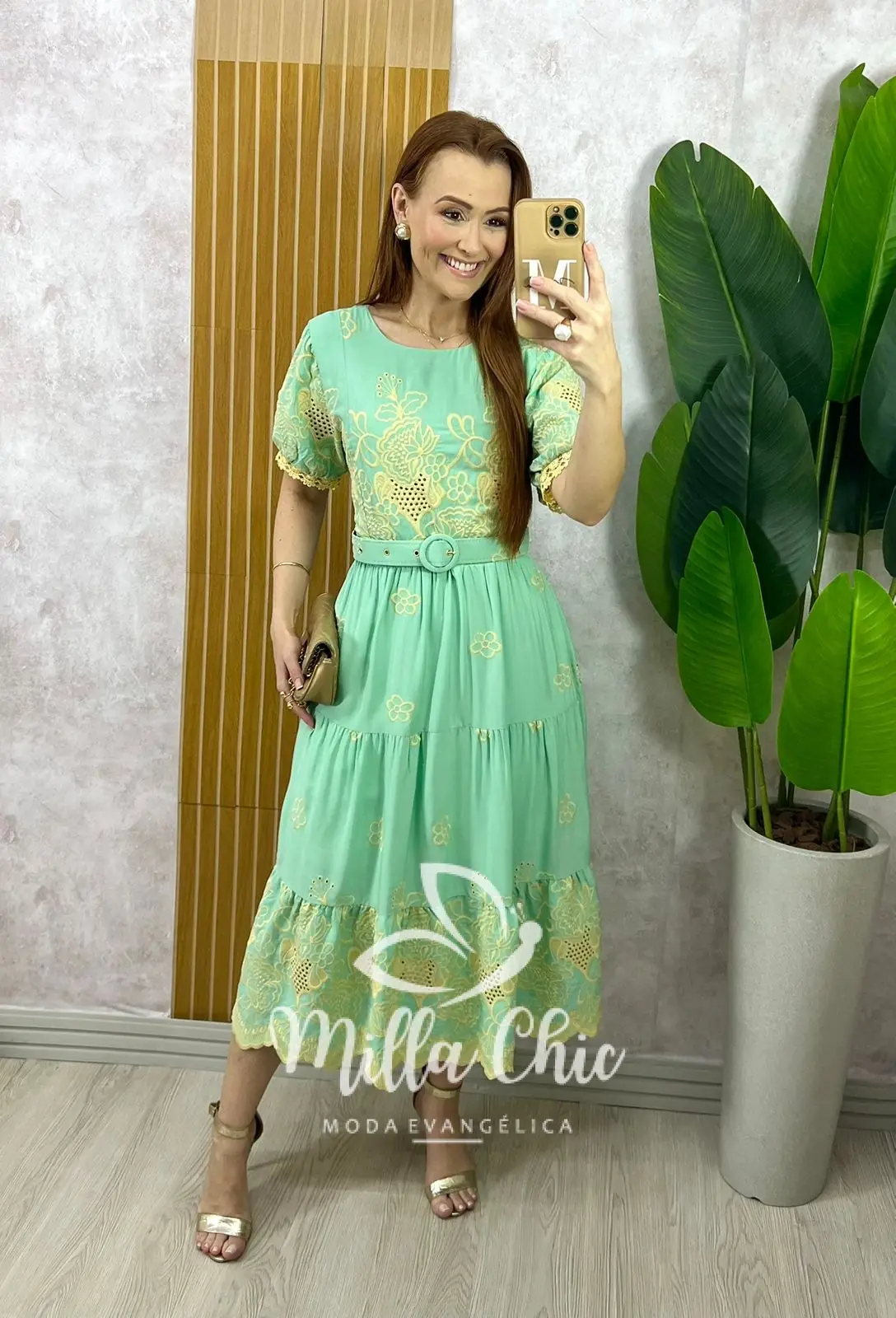 Vestido Guilhermina em Lesie Bordada – Verde Acqua – Milla Chic Vestido Guilhermina em Lesie Bordada - Verde Acqua - Milla Chic