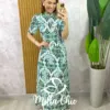 Conjunto Olívia em Linho Estampado - Azul Marinho - Milla Chic