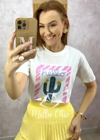 T shirt Sardinha 100% algodão - Azul Baby - Milla Chic