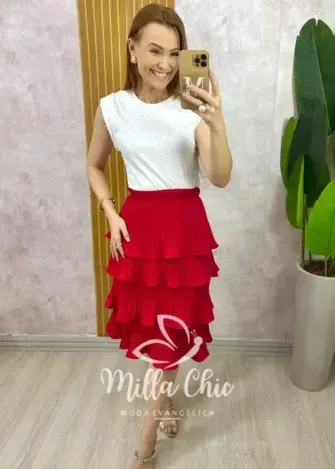 Blusa Pandora Em Malha Com Aplicação - Branca - Milla Chic