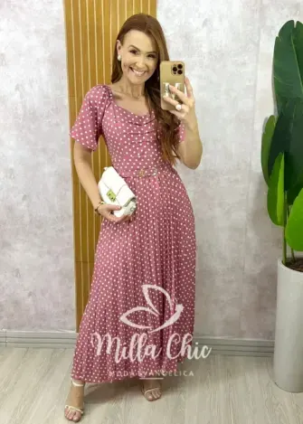 Vestido Sevilha Em Póa - Rosê - Milla Chic