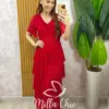 Vestido Longo Magda em Tule com Lurex - Vermelho - Milla Chic