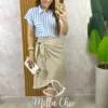 Saia Ravena em Linho - Crú - Milla Chic