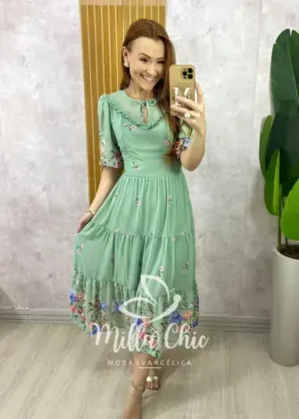 Vestido Genevive Em Chiffon - Verde - Milla Chic