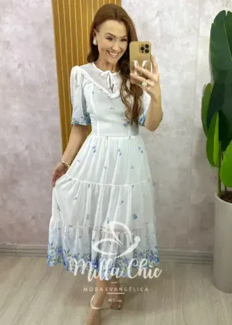 Vestido Genevive Em Chiffon - Branco - Milla Chic