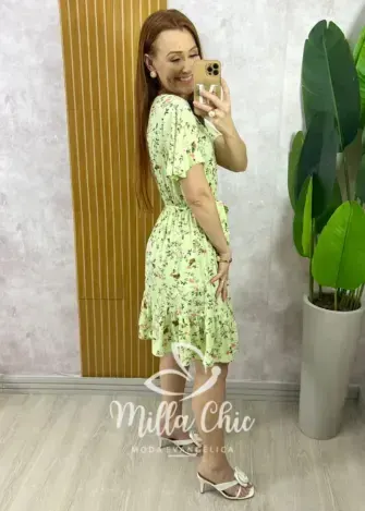 Vestido Noêmia Em Viscolinho - Verde - Milla Chic