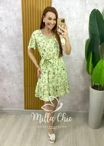 Vestido Noêmia Em Viscolinho - Verde - Milla Chic