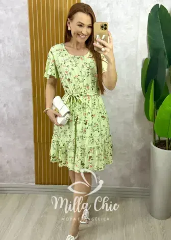Vestido Noêmia Em Viscolinho - Verde - Milla Chic