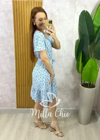 Vestido Noêmia Em Viscolinho - Azul - Milla Chic