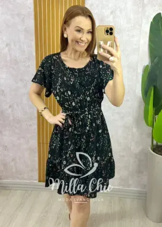 Vestido Noêmia Em Viscolinho - Preto - Milla Chic