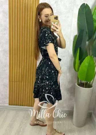 Vestido Noêmia Em Viscolinho - Preto - Milla Chic