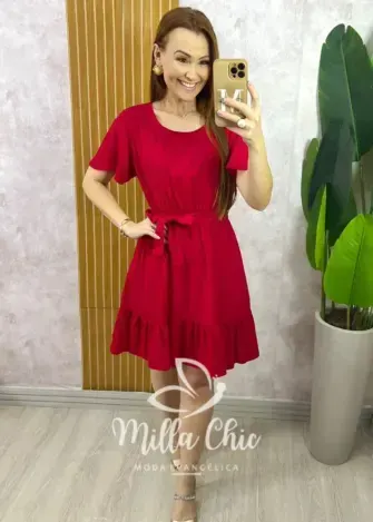 Vestido Noêmia Em Viscolinho - Vermelho - Milla Chic
