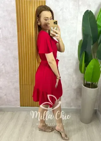 Vestido Noêmia Em Viscolinho - Vermelho - Milla Chic