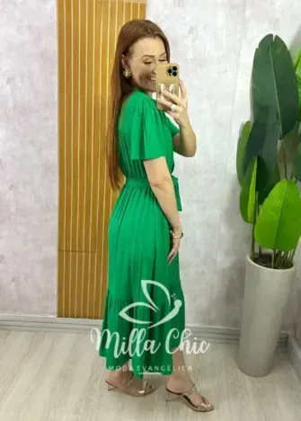 Vestido Anelise Em Viscolinho - Verde - Milla Chic