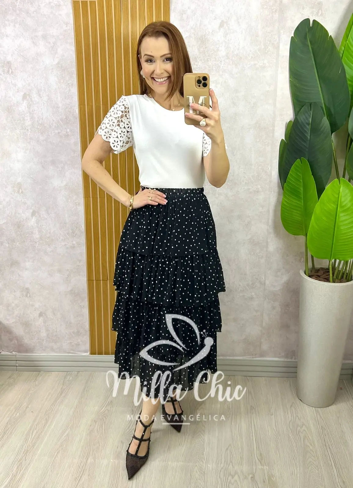 Saia Samanta em Chiffon Camadas – Branca – Milla Chic Saia Samanta em Chiffon Camadas - Branca - Milla Chic