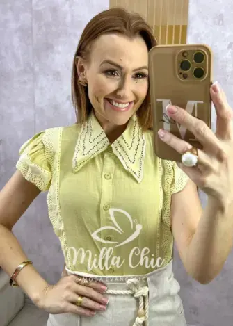 Camisa Louise - Amarela - Milla Chic