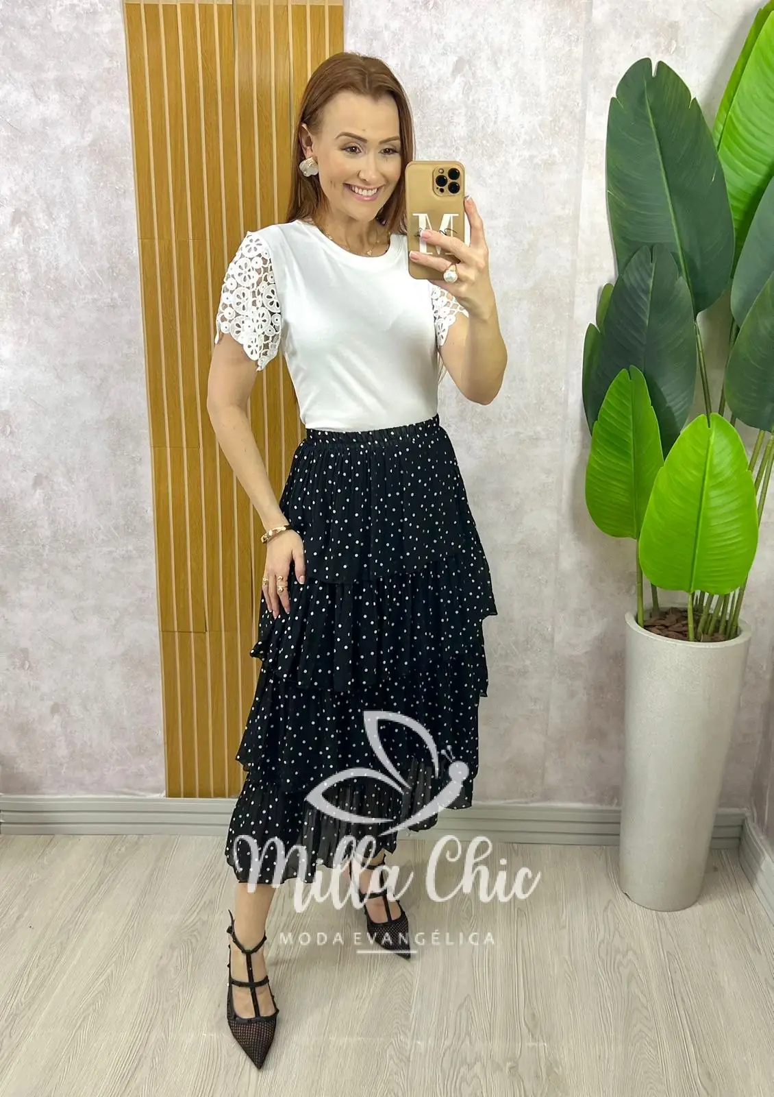 Saia Samanta em Chiffon Camadas – Branca – Milla Chic Saia Samanta em Chiffon Camadas - Branca - Milla Chic