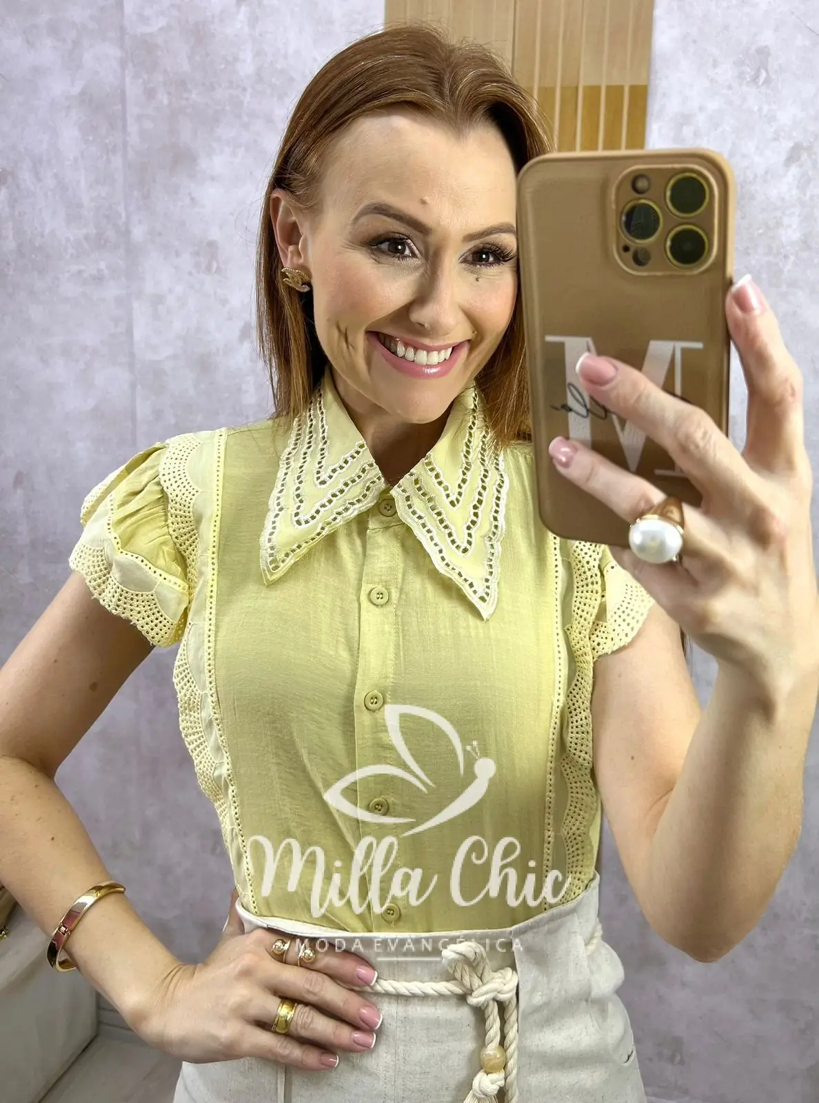 Camisa Louise – Amarela – Milla Chic Camisa Louise - Amarela - Milla Chic