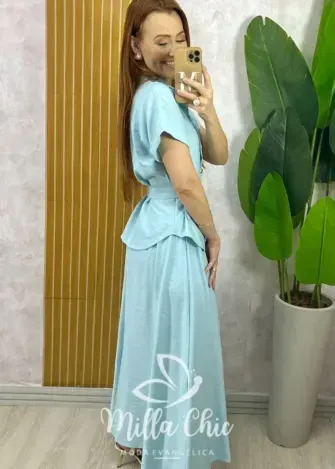Conjunto Graziela em Alfaiataria Marrant - Azul Baby - Milla Chic
