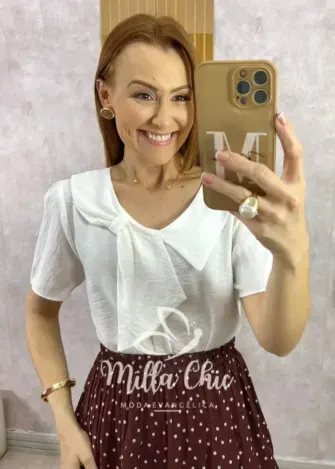 Blusa Júlia com Laço em Viscosarja - Vermelha - Milla Chic