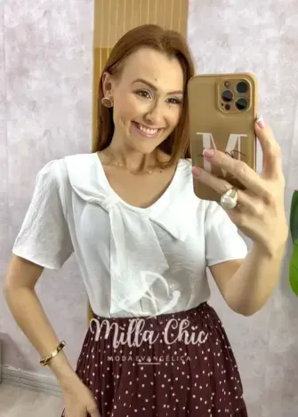 Blusa Júlia com Laço em Viscosarja - Vermelha - Milla Chic