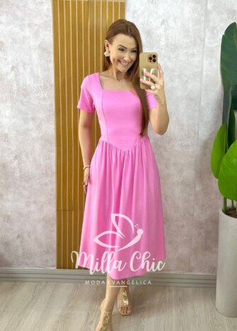 Blusa Adelaide Manga Guipper - Rosa Baby - Milla Chic