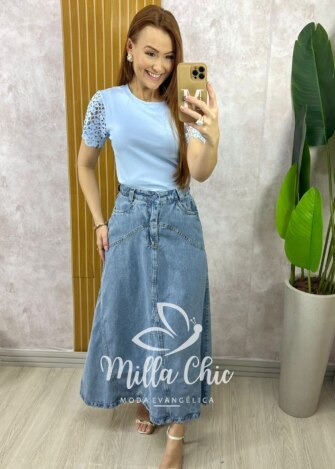 Blusa Adelaide Manga Guipper - Rosa Baby - Milla Chic