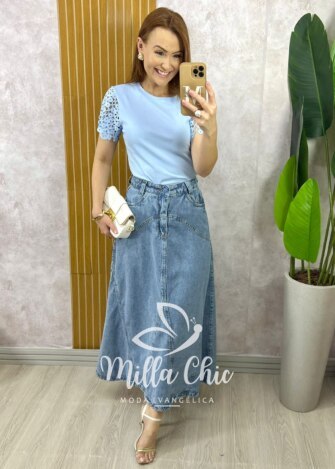 Blusa Adelaide Manga Guipper - Rosa Baby - Milla Chic