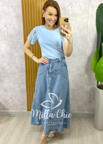 Blusa Adelaide Manga Guipper - Rosa Baby - Milla Chic