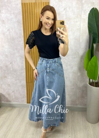 Blusa Adelaide Manga Guipper - Rosa Baby - Milla Chic