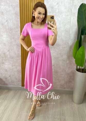 Blusa Adelaide Manga Guipper - Rosa Baby - Milla Chic