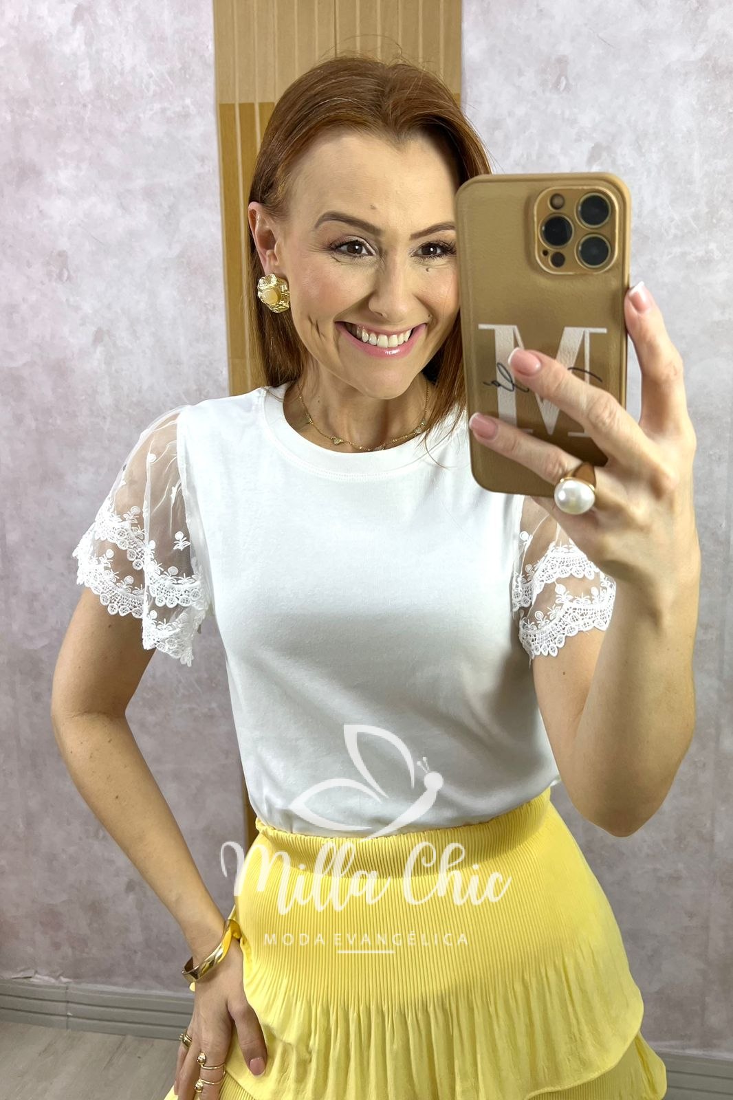 Milla Chic - millachic com br blusa dalila em malha manga em tule branca 1 Blusa Dalila Em Malha Manga Em Tule - Branca - Milla Chic