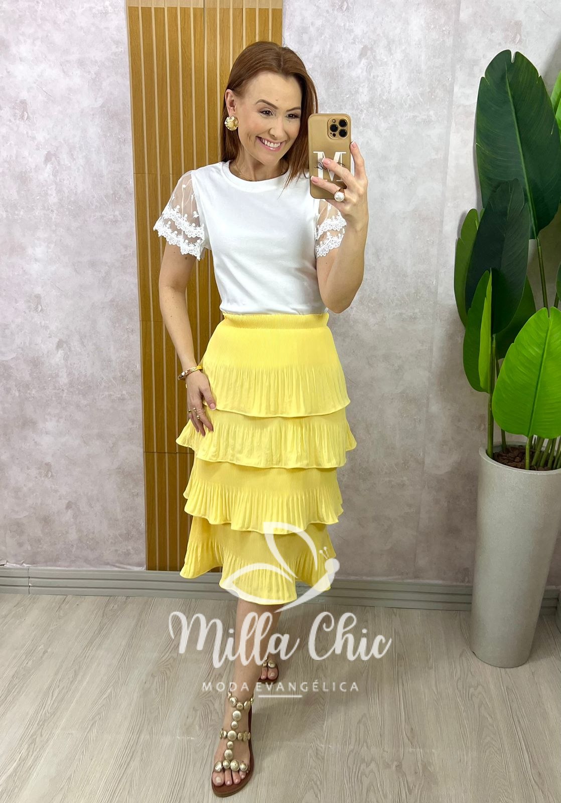 Milla Chic - millachic com br blusa dalila em malha manga em tule branca 2 Blusa Dalila Em Malha Manga Em Tule - Branca - Milla Chic