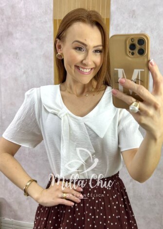 Blusa Júlia com Laço em Viscosarja - Vermelha - Milla Chic