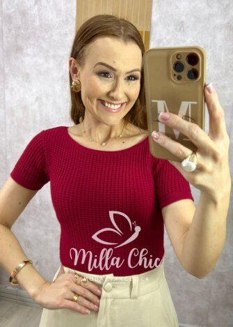 Blusa Neide em Tricot - Bordô - Milla Chic