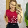 Blusa Pandora Em Malha Com Aplicação - Cereja - Milla Chic