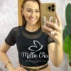 Blusa Penélope Em Tule - Preta - Milla Chic