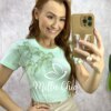 Blusa Sabrina em Algodão com Laço - Menta - Milla Chic