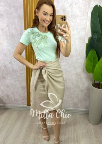 Milla Chic - millachic com br blusa sabrina em algodao com laco menta Blusa Sabrina em Algodão com Laço - Menta - Milla Chic