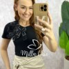 Blusa Sabrina Em Algodão Com Laço - Preta - Milla Chic