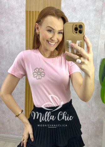 Blusa Sol Em Malha - Rosa - Milla Chic
