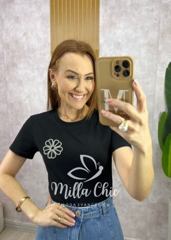 Blusa Sol Em Malha - Preta - Milla Chic