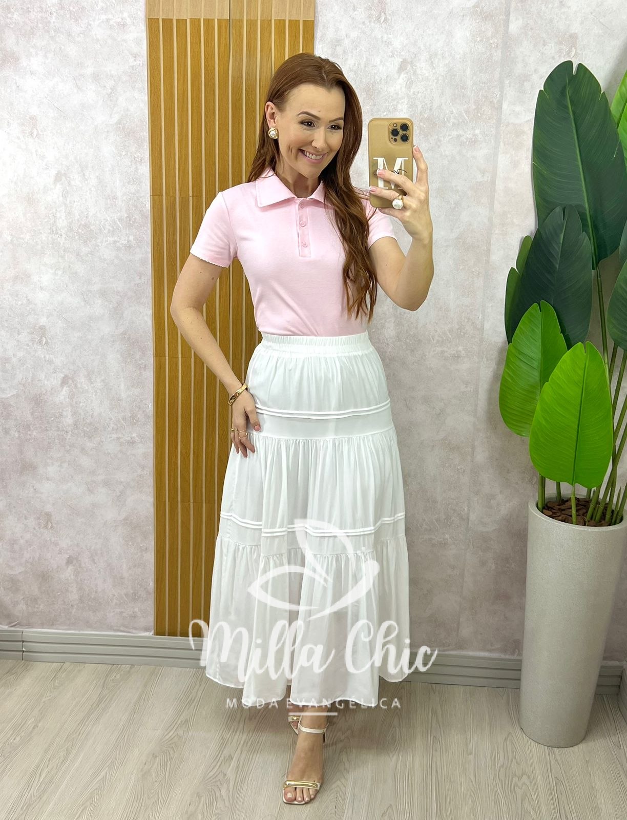 Milla Chic - millachic com br blusa tania gola polo malha rosa 1 Blusa Tânia Gola Polo Malha - Rosa - Milla Chic