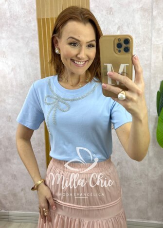 Milla Chic - millachic com br blusa valquiria laco bordada preta copia 1 Blusa Valquíria Laço Bordada - Azul Baby - Milla Chic