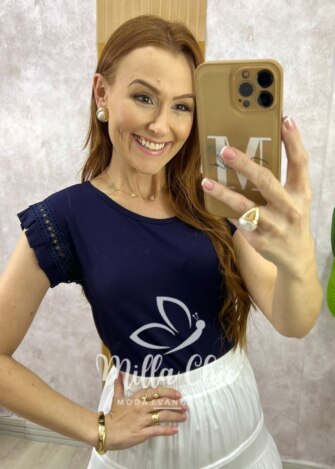 Milla Chic - millachic com br blusa vanessa em viscolycra colorful copia Blusa Vanessa em Viscolycra - Azul Marinho - Milla Chic