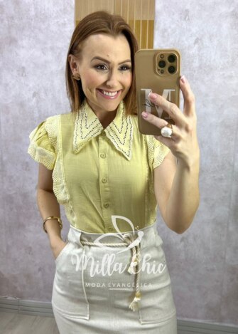 Camisa Louise - Amarela - Milla Chic