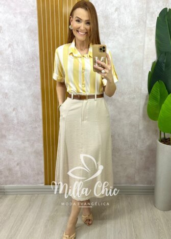 Milla Chic - millachic com br camisa pietra em listras amarela 4 Camisa Pietra em Listras - Amarela - Milla Chic