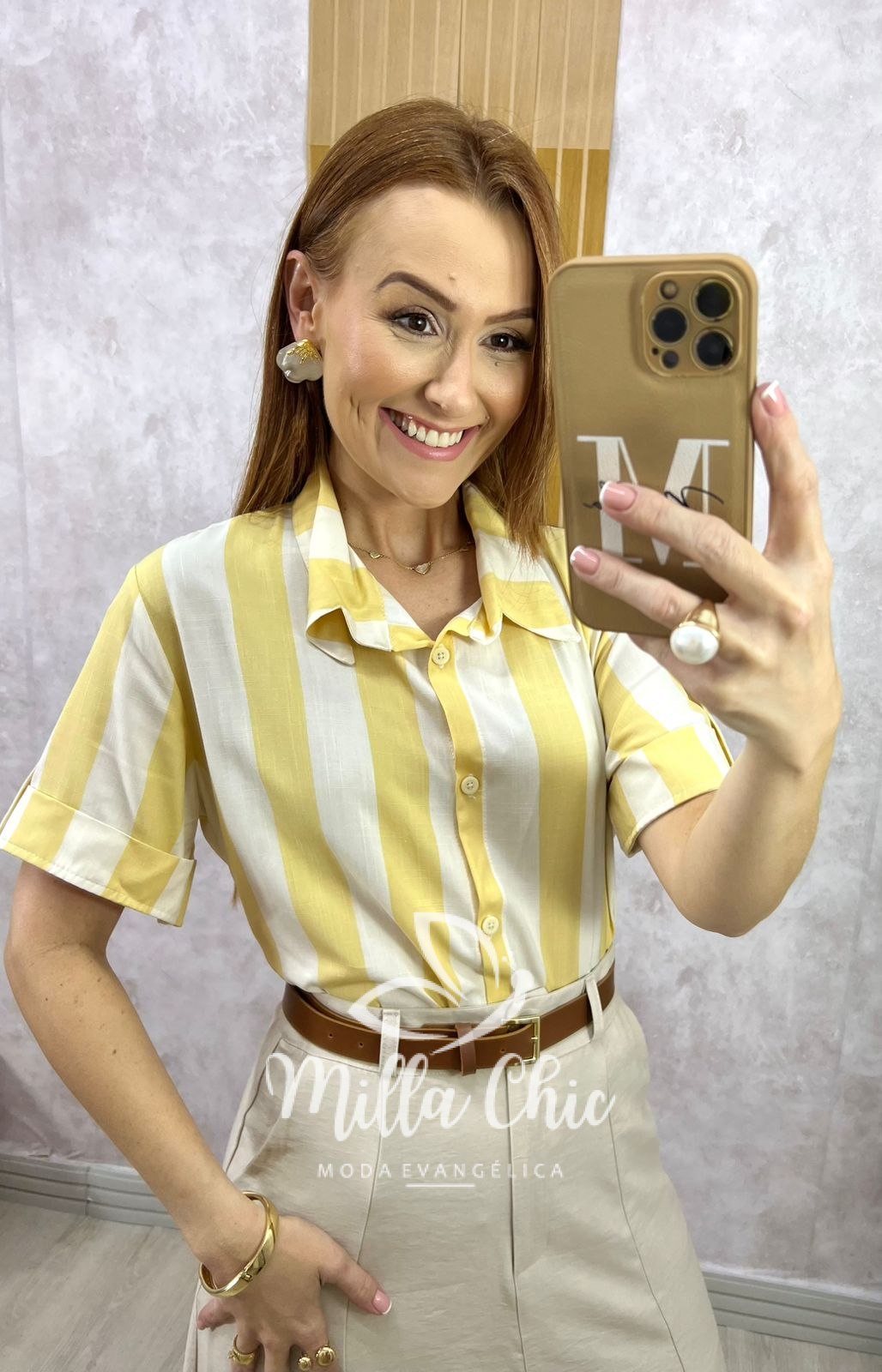 Milla Chic - millachic com br camisa pietra em listras amarela 5 Camisa Pietra em Listras - Amarela - Milla Chic